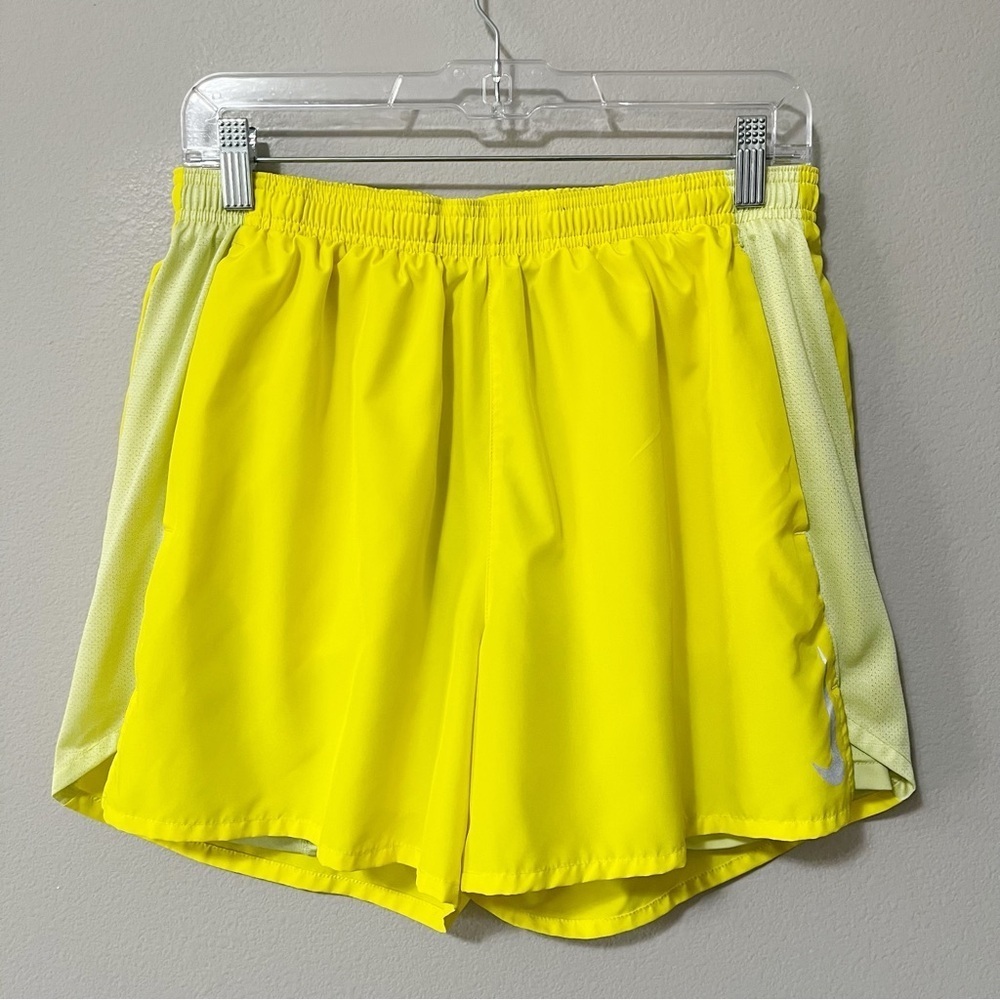 Nike Dri-Fit Women's Bright Yellow Running Shorts Spandex Liner Size Large